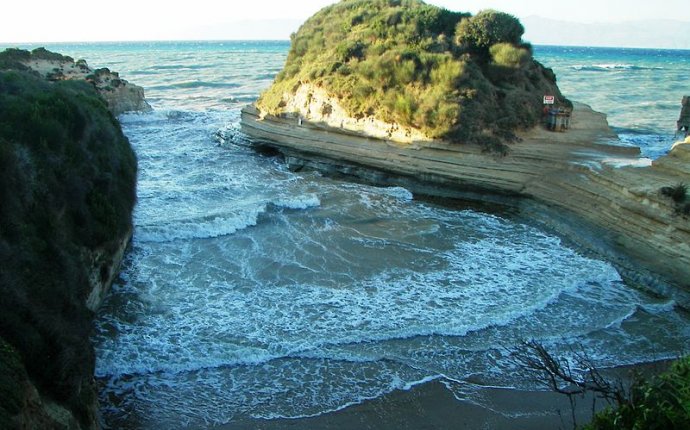 The famous beach at Canal D Amour, Sidari on a windy day. At the