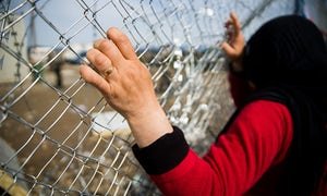 A refugee at the camp in Idomeni, on the Greek-Macedonian border