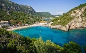 Paleokastritsa bay on Corfu, Greece